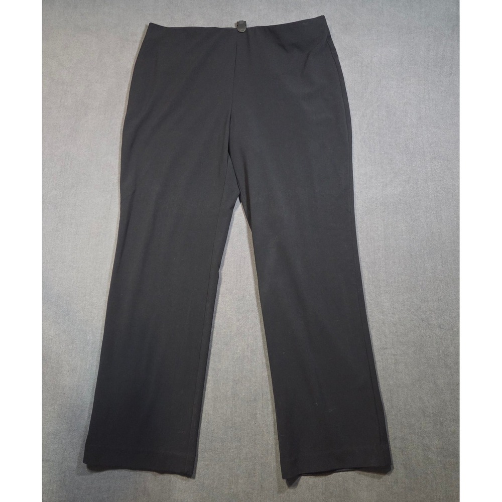 Croft & Barrow Dress Pants Womens 16 Black Stretch Straight Leg Pull On 8235